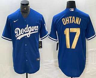 Men's Los Angeles Dodgers #17 Shohei Ohtani Blue Gold Stitched Cool Base Nike Jersey,We sell and wholesale Men's Los Angeles Dodgers #17 Shohei Ohtani Blue Gold Stitched Cool Base Nike Jersey on line form chian!